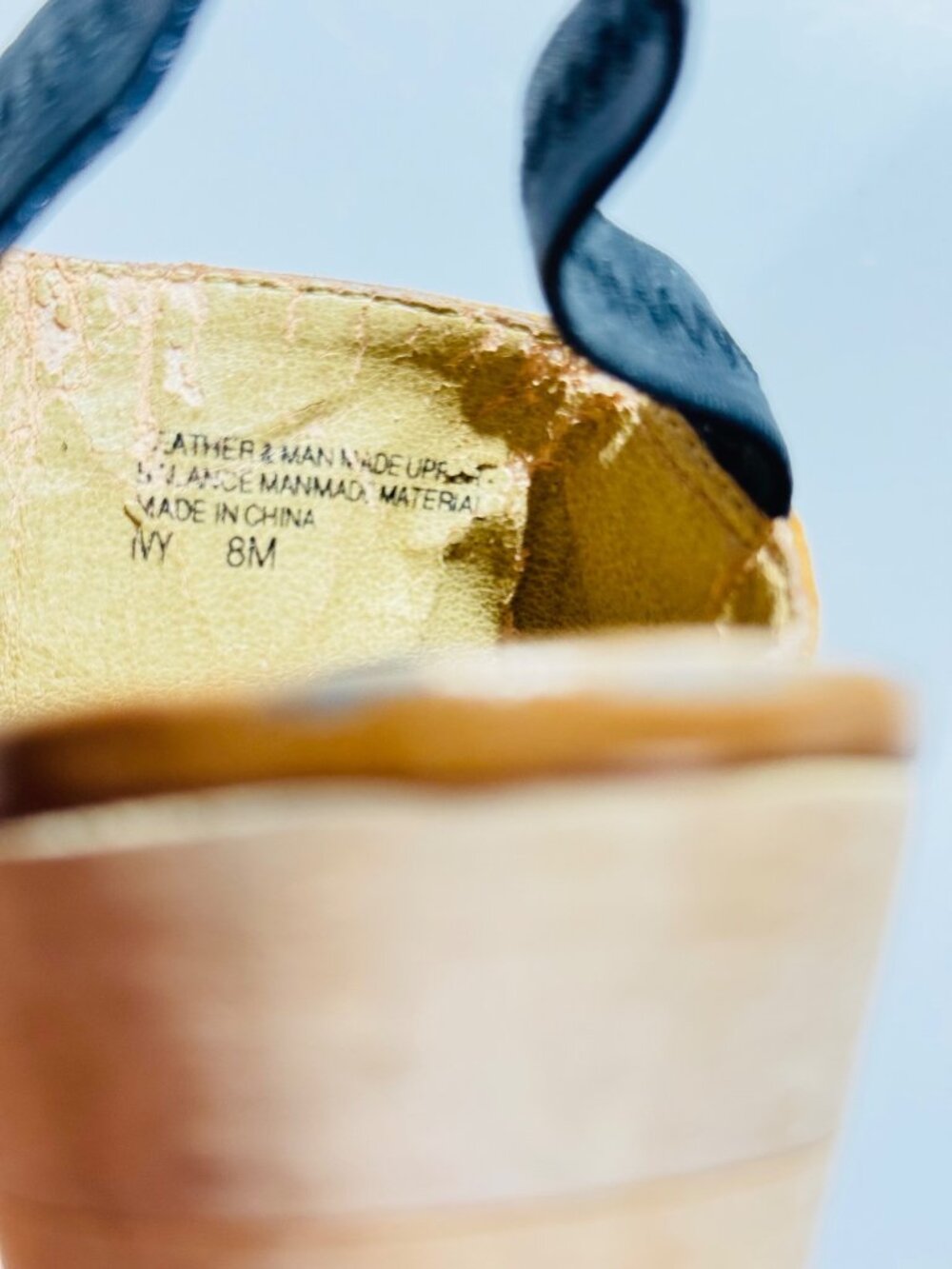 LEVITY Leather & Patent Platform Sandals With Elastic Strap & Wooden Block Heels - Picture 8 of 11